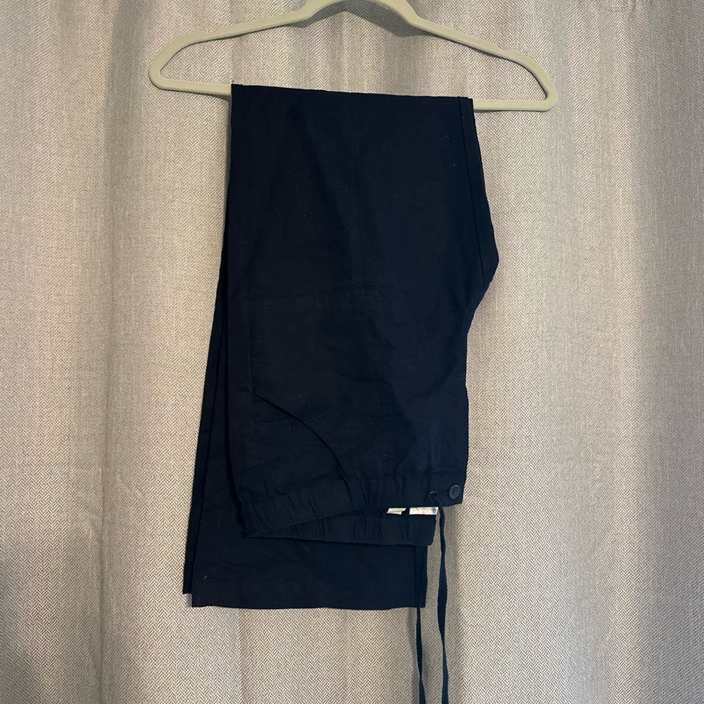 Navy linen pants with drawstring